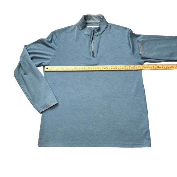 Mizzen + Main Pullover Men's Large Trim Fit Quarter Zip Blue Casual Preppy READ - Picture 7 of 13